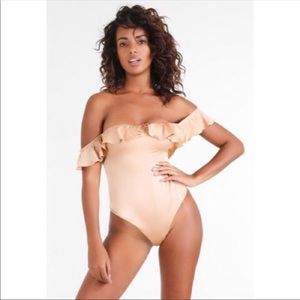 For Love & Lemons gold SKIVVIES bodysuit. Size S